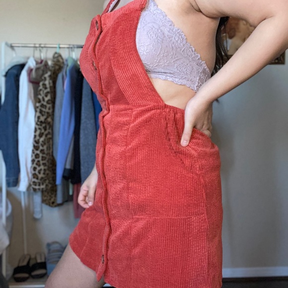 Orange Corduroy overall dress - Picture 4 of 4